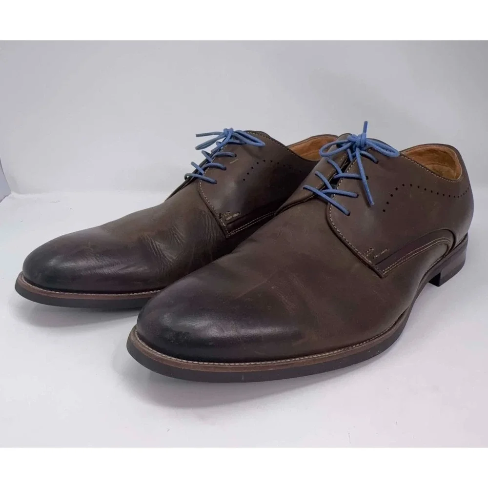 Florsheim Comfortech Derby Dress‎ Shoes Mens 14M  Brown Burnished Leather Office